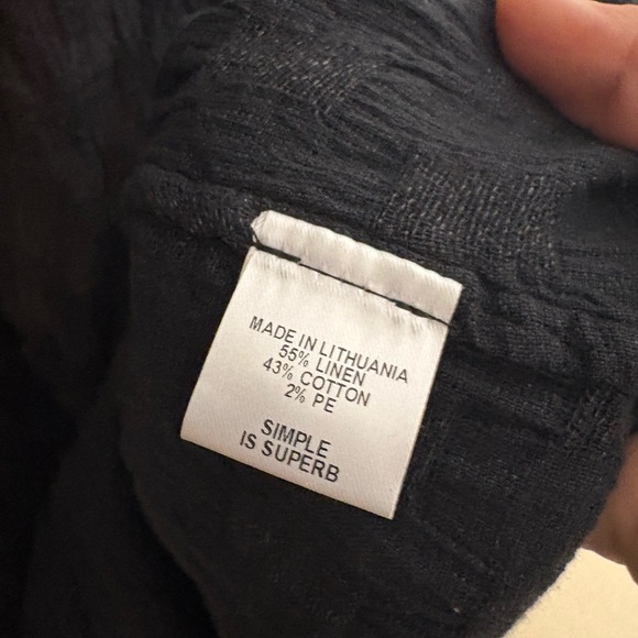 Flax Date Night Dress Noire Puck Black Linen blend Size Large - Picture 6 of 6